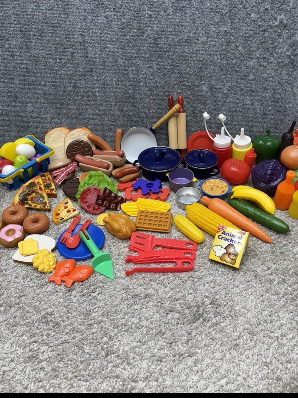 Pretend Play Food Kitchen Toys Pizza Fruits Vegetables Burgers Hotdogs Huge LOT